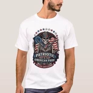 Patriottische Skelet Cowboy Donkere Patriot Skelet T-shirt