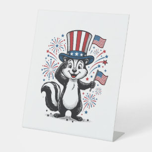 Patriottische Skunk Vintage-Vuurwerk Grafische Shi Reclamebord Met Voetstuk