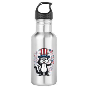 Patriottische Skunk Vintage-Vuurwerk Grafische Shi Waterfles