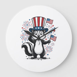Patriottische Skunk Vintage-Vuurwerk Grafische T-s Grote Klok