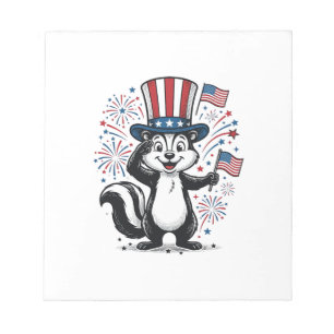 Patriottische Skunk Vintage-Vuurwerk Grafische T-s Notitieblok