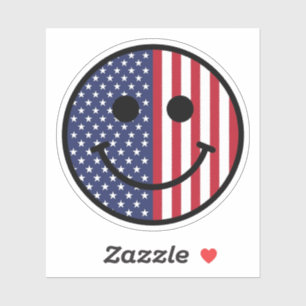Patriottische Smiley Face Amerikaanse Vlag Rood Wi Sticker