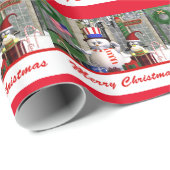 Patriottische Sneeuwman Penquin Kerst Wrapping Pap Cadeaupapier (Rol Hoek)