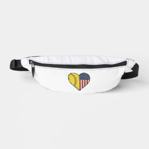 Patriottische Softbal Hart Vintage Vector Design_1 Heuptasje