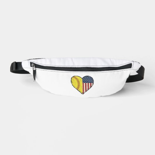 Patriottische Softbal Hart Vintage Vector Design_1 Heuptasje (Voorkant)