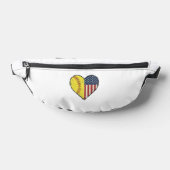 Patriottische Softbal Hart Vintage Vector Design_1 Heuptasje (Liggend)