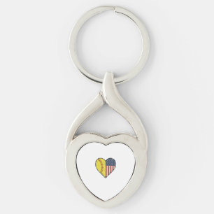Patriottische Softbal Hart Vintage Vector Design_1 Sleutelhanger
