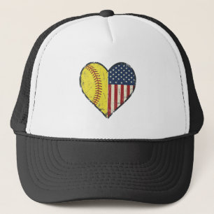 Patriottische Softbal Hart Vintage Vector Design_1 Trucker Pet