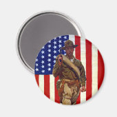  patriottische soldaat met Amerikaanse vlag Magneet (Voorkant / Achterkant)