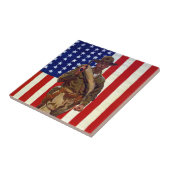  patriottische soldaat met Amerikaanse vlag Tegeltje (Zijkant)