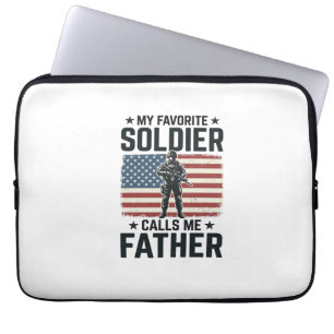 Patriottische Soldaat Vader Vintage Vector T-shirt Laptop Sleeve