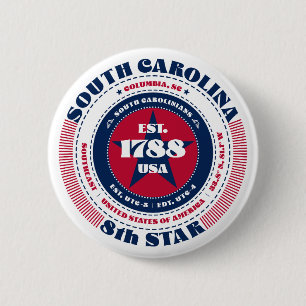 Patriottische South Carolina Circle met State Deta Ronde Button 5,7 Cm