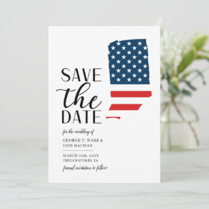 Patriottische staat Indiana huwelijksreisbestemmin Save The Date