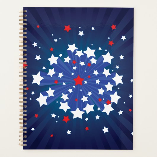 Patriottische Starburst Rood Wit en Blauw USA Planner (Voorkant)