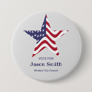 Patriottische Ster Knop Verkiezing Amerikaanse Vla Ronde Button 7,6 Cm