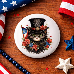 Patriottische Ster met Vlag Kat Ronde Button 3,2 Cm