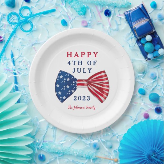 Patriottische sterren en strepen 4 juli papieren bordje (Feest)