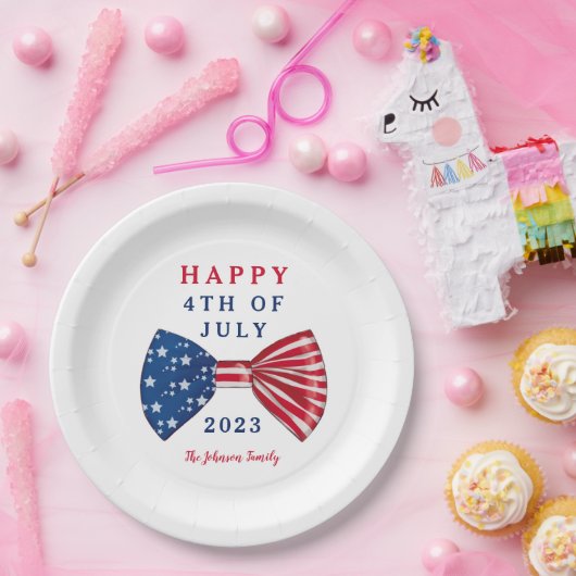 Patriottische sterren en strepen 4 juli papieren bordje (Feest)