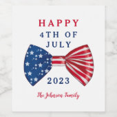 Patriottische sterren en strepen 4 juli wijn etiket (Enkel label)