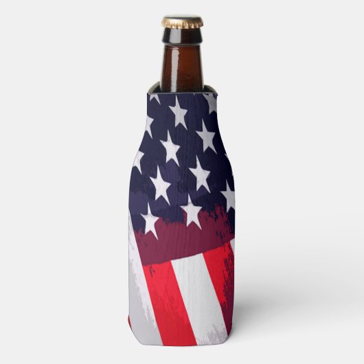 Patriottische sterren en strepen flesjeskoeler (Fles Voorkant)