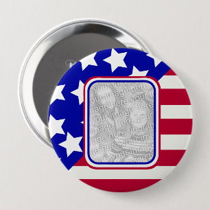 patriottische sterren en strepen lijst ronde button 4,0 cm