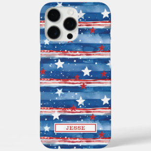 Patriottische sterren en strepen met monogram iPhone 16 pro max hoesje