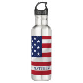 Patriottische sterren en Stripes Blue White USA-vl Waterfles (Voorkant)