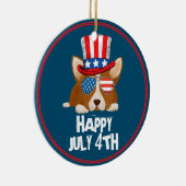 Patriottische sterren en Stripes Pet en glasbril C Keramisch Ornament (Rechts)