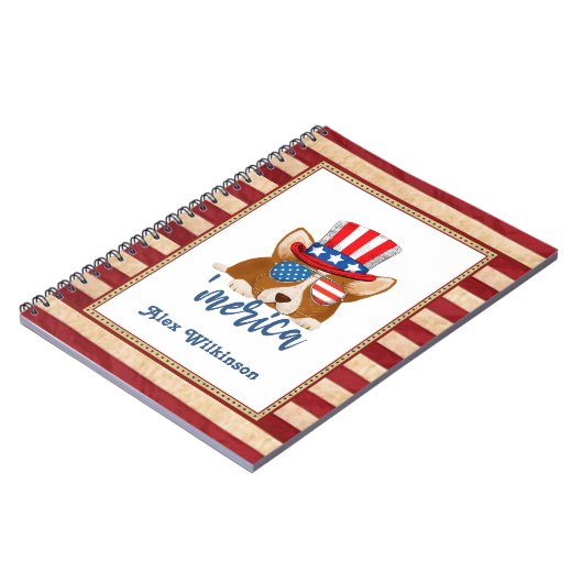 Patriottische sterren en Stripes Pet en glasbril C Notitieboek (Linkerzijde)