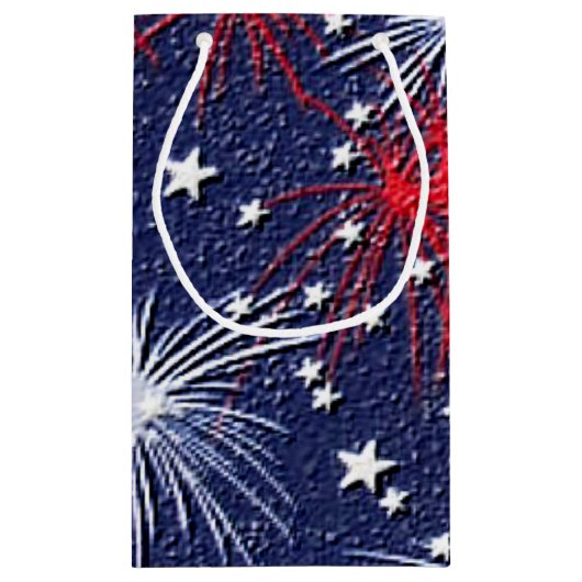 Patriottische sterren en vuurwerk kleine cadeautas (Achterkant)