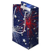 Patriottische sterren en vuurwerk kleine cadeautas (Achterkant Gekanteld)