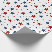 Patriottische sterren in rood wit en blauw patroon cadeaupapier (Hoek)