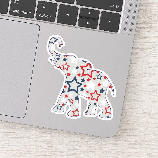 Patriottische sterren Olifant Contour Sticker (Detail)