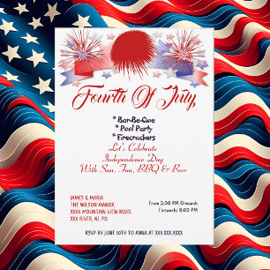 Patriottische sterren op 4 juli Firecrackers BBQ P Kaart