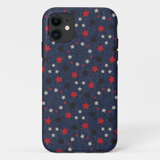 Patriottische sterren op denim Case-Mate iPhone case (Achterkant)