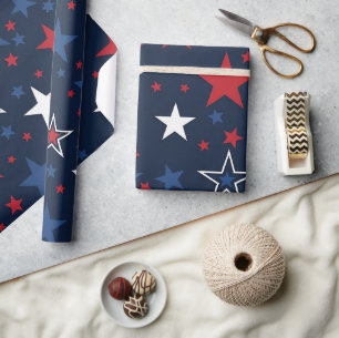 Patriottische sterren op naadloos patroon in marin cadeaupapier