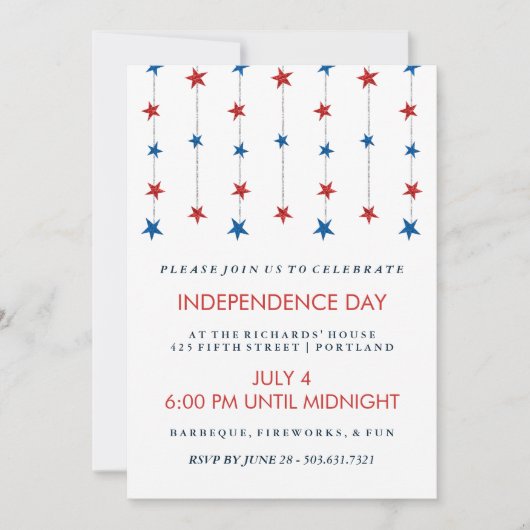 Patriottische sterren over de dag van de onafhanke kaart (Voorkant)