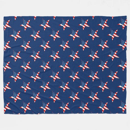 Patriottische Sterren Patroon Fleece Deken (Voorkant (Horizontaal))