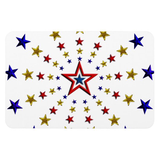 Patriottische sterren Pattern Red Gold Blue Flexib Magneet (Horizontaal)
