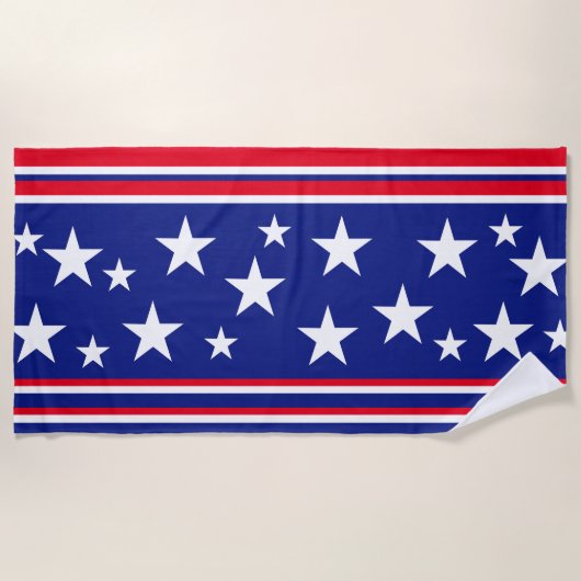 Patriottische sterren Rood Wit Blauw Strandlaken (Voorkant)