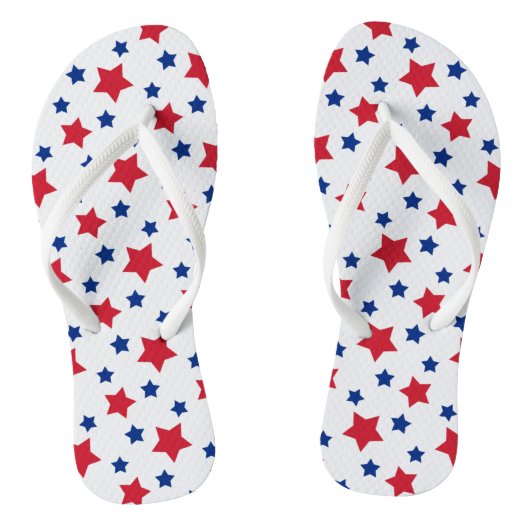 Patriottische sterren Rood Wit Blauw Teenslippers (Voetbed)