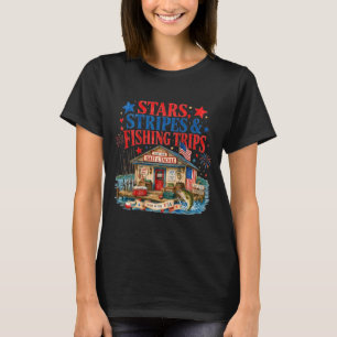 Patriottische sterren strepen en vistentochten t-shirt