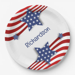 Patriottische sterren & strepen gepersonaliseerd papieren bordje