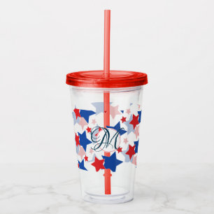 Patriottische sterrenpatroon Monogram Aangepast Acryl Drinkbeker