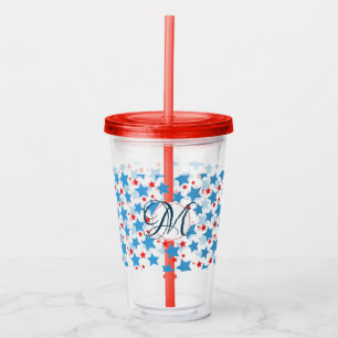 Patriottische sterrenpatroon Monogram Aangepast Acryl Drinkbeker