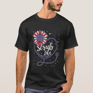 Patriottische stethoscoop - zonnebloemschurft - Le T-shirt