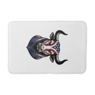 Patriottische Stier Kop Vintage Gravure Ontwerp_1 Badmat