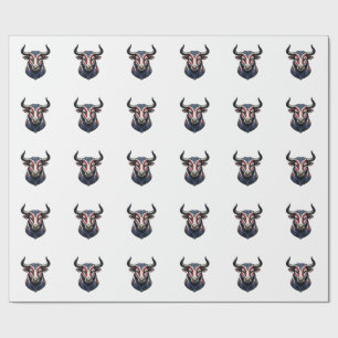 Patriottische Stier Kop Vintage Gravure Ontwerp_1 Cadeaupapier