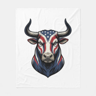 Patriottische Stier Kop Vintage Gravure Ontwerp_1 Fleece Deken