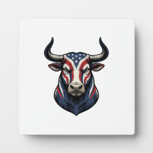 Patriottische Stier Kop Vintage Gravure Ontwerp_1 Fotoplaat